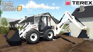 Farming Simulator 19 - TEREX 880 SX Backhoe loader Digging The Dirt Out Of The Trench