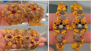 Latest Stone Gold Bangles Design || 21K 21k Gold Bangles Designs | Stylish Gold Kangan Chori Bangles