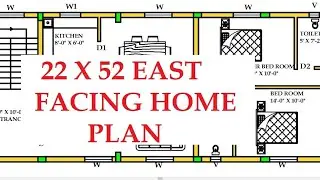22x 52 East Facing Home Plan, 2 BHK Home, 1100 Sqft home Plan,