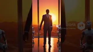 Sidney Poitier standing in a grand, futuristic glass council chamber floating above. #AI.