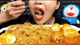 ASMR Food MUKBANG! Chicken Biryani Curry Rice and Egg Curry Eating