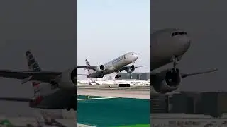 American Airlines boing 777-330ER takeoff at JKF