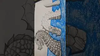 3d Dragon drawing with pastel colour#art #drawing #viral