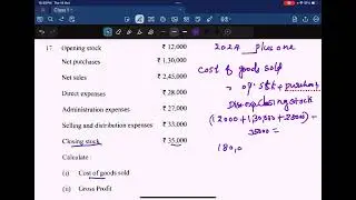 #Plus One #CBSE #VHSE #Accountancy -2024 Question Paper -prepare Cost of goods sold