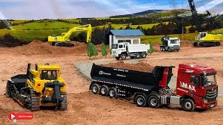 Heavy Duty Site Grading RC Construction Equipment Working on Earthmoving Project