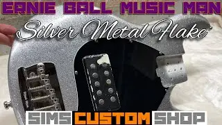 Ernie Ball Music Man Stingray bass guitar - Silver Metal Flake paint job by Sims Custom Shop