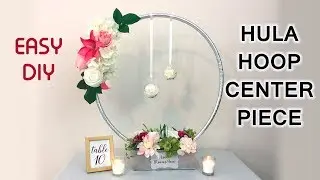 Easy DIY Hula Hoop Floral Centerpiece featuring Walmart Floral Arrangement
