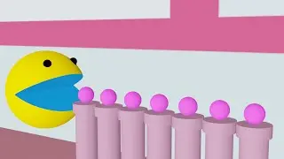 Pacman running, and eating, kids cartoon animation video asmr
