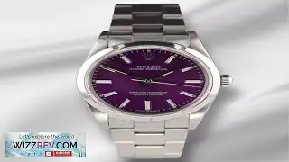 Rolex 34mm Oyster Perpetual Stainless Steel Oyster Purple Dial Watch 14010