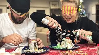 BUILDING GINGERBREAD HOUSES BLINDFOLDED 😂