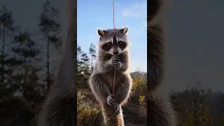 Raccoon Saves Squirrel from Choking! 😱 #HeroAnimal