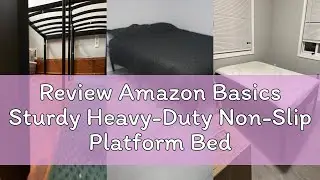 Review Amazon Basics Sturdy Heavy-Duty Non-Slip Platform Bed Frame Full Size Storage, Steel Slat Sup