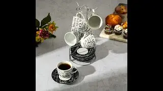 Gibson Home Expressions Espresso Saucer Set Cups Stand