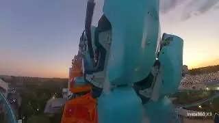 Pipeline The Surf Coaster back row sunset horizon lock 4k 60fps SeaWorld Orlando