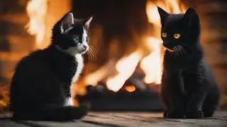 Cutest cat video। Pet kittens enjoying warmth of fire 🔥 in winter ❄️। #cutecat #meow #cat