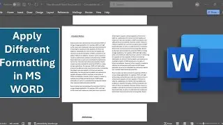 How to use section break to format word document|How to use two different page formatting in ms Word