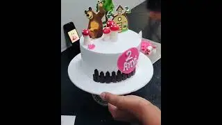 beautiful Masha theme cake design semi fondant cake design 😍🎂#cake #cakedesign #viral
