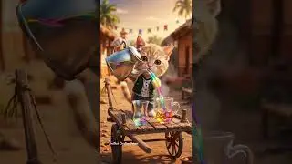 Tiny chai cat turns village sunset into magic with glowing tea and floating smiles for everyone