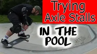 Trying axle stalls and 5050 grinds at Crystal Palace skatepark pool - April 2019 - Over 40's Skater