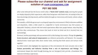 PSY502 GDB Solution | Get the PSY502 GDB Assignment Solution Vuop.guide@gmail.com
