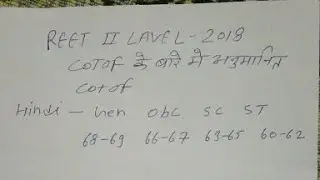 Reet 2nd Level Hindi Cutoff 2018