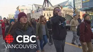 Hundreds march through downtown Vancouver in support of Wet'suwet'en First Nation