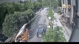 Surveillance Video of Rollover Atlanta Pedal Pub Crash that Injured 15 People in Midtown