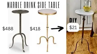 DIY HIGH END DECOR DUPE | MARBLE ACCENT SIDE TABLE| THRIFT FLIP