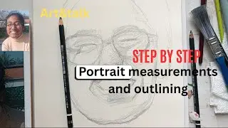 Charcoal Portrait Drawing: Step by Step Outlining & Measurement Tutorial. #art #sketch #charcoal