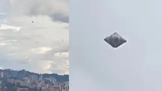 Metallic Diamond-Shaped UFO Witnessed By Several People Hovering over Medell&iacute;n, Colombia