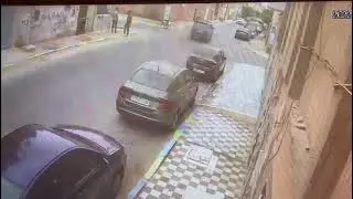 Moroccan parmilitary forces assault captured on survillience Camera