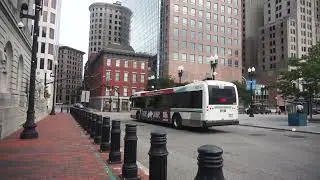 RIPTA Bus: Broad Street Terminal bound Gillig BRT 1337 R Line at Kennedy Plaza