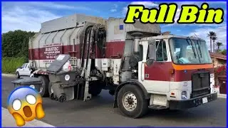 Garbage Trucks Vs Overfilled Bins 😮 Burrtec Garbage Trucks in Action