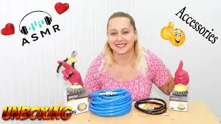 ASMR Unboxing and Tapping / Wire Brush,Side Cutting Pliers,Air Hose and Compressor Hose / Red Gloves