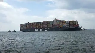 Very deep draught MSC Lorenza arrives to the Port of Felixstowe on her maiden voyage.  6th June 2024