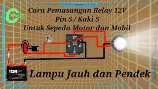 Cara pemasangan lampu motor atau mobil dengan relay 12 volt 5 kaki atau 5 pin (soniccc)