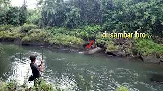 Sambaran ikan di air jernih | mancing di sungai yang indah ikan pun melimpah