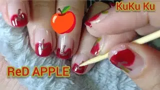 Tutorial Red APPLE Nail Art KuKu Ku