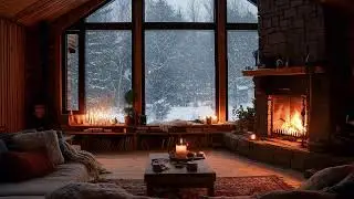Calm Jazz | Endless Snowfall Outside a Cozy Cabin with Fireplace and Smooth Jazz