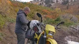 Fall motorcycle camping in the mountains. cinematic adventure - DRZ400