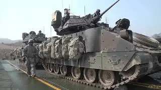 Indian army Builds floating Bridge and Cross with Tanks