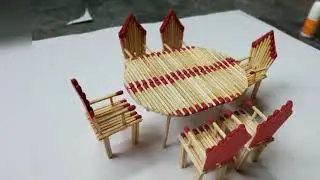 Mesa de jantar feita com palitos de fósforo - diy