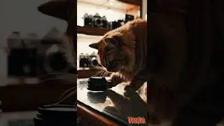Vintage Vibes: CozyCat Sniffs a Camera & Plays with a Lens Cap 🐱📷✨