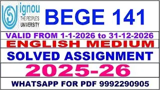 BEGE 141 solved assignment 2025-26 in English || bege 141 solved assignment 2026 || bege141 2025-26