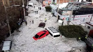 The globe is shifting! Icy mountains and flood after hail storm in Ibb, Yemen