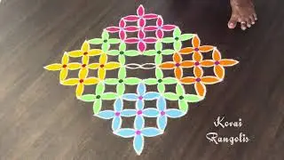 Easy beautiful Kolam with 11*1 dots || simple muggulu ✨