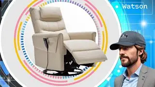 AIRSKY Power Swivel Genuine Leather Recliner Chair - Adjustable Headrest And Storage Function
