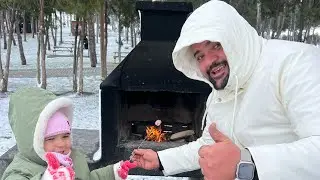 KAR YAĞARKEN ORMANDA MARSHMALLOW KEYFİ #kar #orman #kartopu #eylenceli 