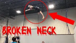 INSANE KID DOES WORLDS FIRSTS QUAD FLIPS AT SUPER TRAMPOLINE PARK(broken neck)