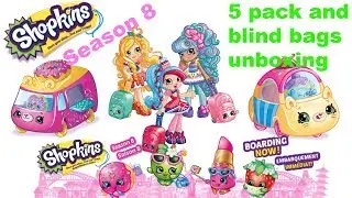 Shopkins Season 8 World Vacation 5 pack and blind bags, Pappa Mint, and Cutie Cars